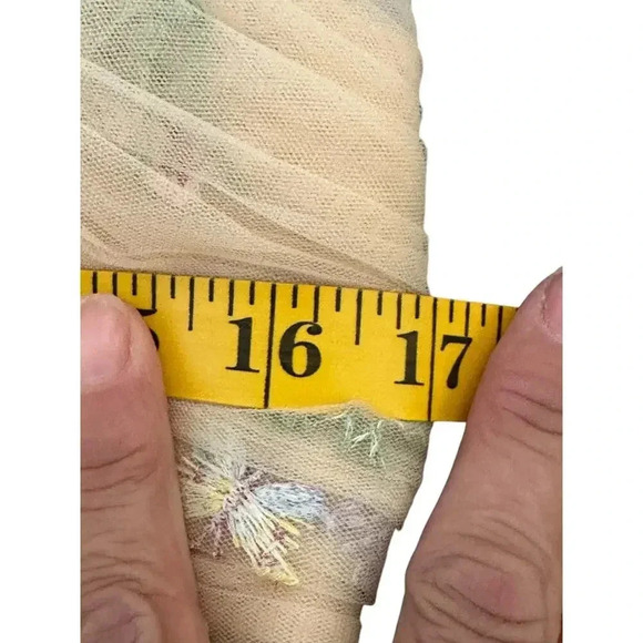 Lavetir Yellow Sleeveless Floral Embroidered Tulle Mini Dress forget me not - Picture 6 of 12